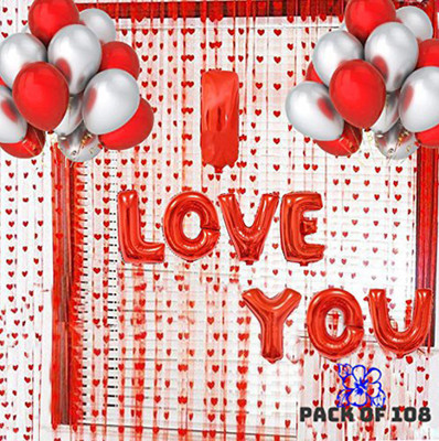 

AMFIN Printed (Pack of 108) Valentine Balloons Combo / Anniversary / marriage Party Decoration Balloon(Multicolor, Pack of 108)