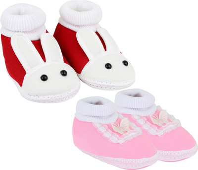 

Neska Moda 0 To 12 Month Set Of 2 Baby Booties(Toe to Heel Length - 12 cm Red, Pink), Pink;red