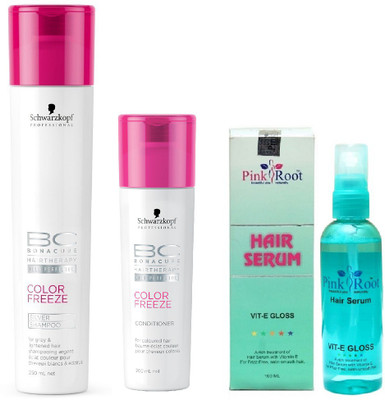 

Pink Root Hair Serum and Schwarzkopf Color Freeze Conditioner+Shampoo(Set of 3)