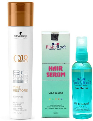 

Pink Root Hair Serum and Schwarzkopf Q10 Plus Time Restore Shampoo(Set of 2)