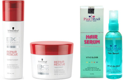 

Pink Root Hair Serum and Schwarzkopf BC BonaCure Repair Rescue Conditioner+Masque(Set of 3)
