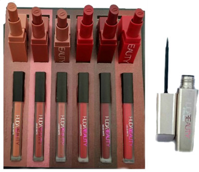 

Huda Beauty NEW RED SHADES MATTE & LIQUID MATTE LIPSTICK (6+6) HEARTBREAKER WITH AWESOME PIGMENTATION & LONG LASTING GOLD EYELINER(Set of 13)