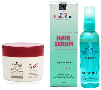 

Pink Root Hair Serum and Schwarzkopf BC BonaCure Repair Rescue Masque(Set of 2)