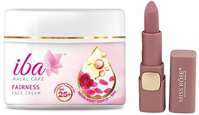 

iba halal iba fairness face cream with spf25 and miss rose 38 Hana matte lipstkck(Set of 2)