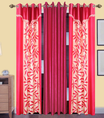 

Excel Bazaar 214 cm (7 ft) Polyester Door Curtain (Pack Of 3)(Floral, Pink)