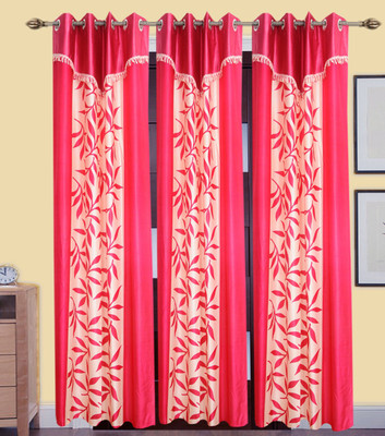 

Excel Bazaar 214 cm (7 ft) Polyester Door Curtain (Pack Of 3)(Floral, Pink)