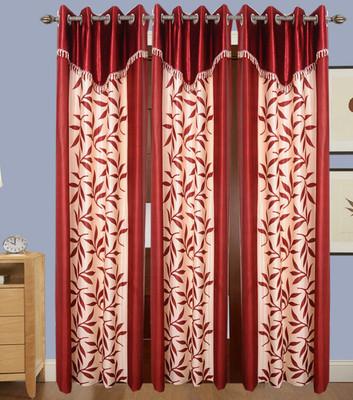 

Excel Bazaar 214 cm (7 ft) Polyester Door Curtain (Pack Of 3)(Floral, Maroon)
