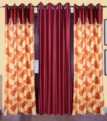 

Excel Bazaar 214 cm (7 ft) Polyester Door Curtain (Pack Of 3)(Floral, Maroon)
