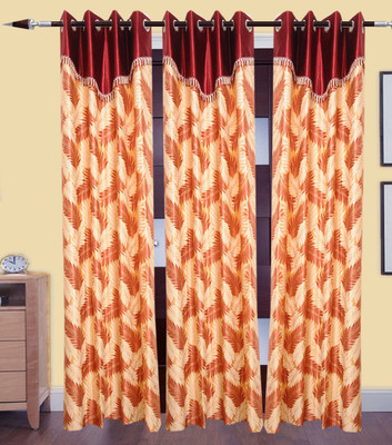 

Excel Bazaar 214 cm (7 ft) Polyester Door Curtain (Pack Of 3)(Floral, Maroon)