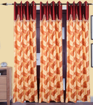 

Excel Bazaar 214 cm (7 ft) Polyester Door Curtain (Pack Of 3)(Floral, Maroon)