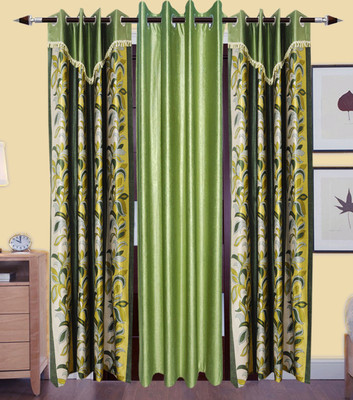 

Excel Bazaar 214 cm (7 ft) Polyester Door Curtain (Pack Of 3)(Floral, Green)