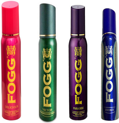 

Fogg VICTOR DEODORANT 120 ML+ DELICIOUS DEODORANT 120 ML+ PARADISE DEODORANT 120 ML+ ENERGY DEODORANT 120 ML Deodorant Spray - For Men & Women(120 ml, Pack of 4)