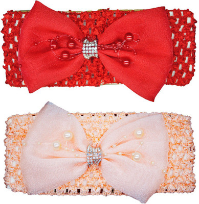 

Netboys Crochet Cutwork Flower Baby Headband ( Red, Biege ) 2 Pcs Set Head Band(Multicolor)