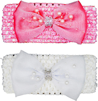 

Netboys Crochet Cutwork Flower Baby Headband ( Peach, Pink ) 2 Pcs Set Head Band(Multicolor)
