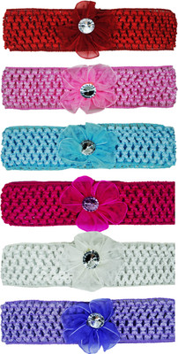 

FAVINO Crochet Cutwork Flower Baby Headband ( Red, Blue, Purple, Baby Pink, White, Pink ) 6 Pcs Set Head Band(Multicolor)