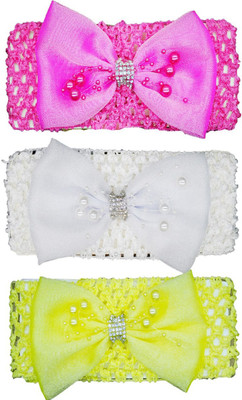 

FAVINO Crochet Cutwork Flower Baby Headband ( White,Yellow, Pink ) 3 Pcs Set Head Band(Multicolor)