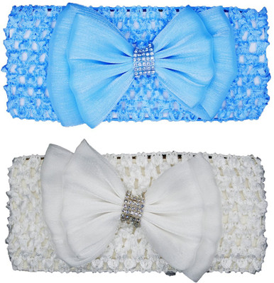 

FAVINO Crochet Cutwork Flower Baby Headband ( White, Blue ) 2 Pcs Set Head Band(Multicolor)