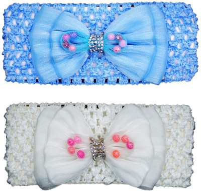 

FAVINO Crochet Cutwork Flower Baby Headband ( White, Blue ) 2 Pcs Set Head Band(Multicolor)