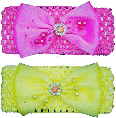 

Netboys Crochet Cutwork Flower Baby Headband ( Yellow, Pink ) 2 Pcs Set Head Band(Multicolor)