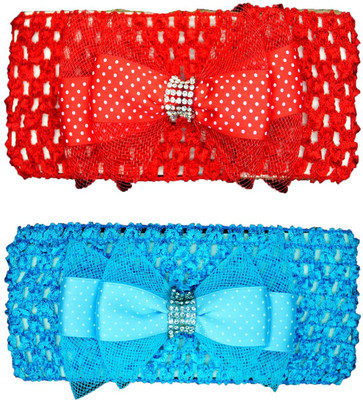 

Netboys Crochet Cutwork Flower Baby Headband ( Red, Blue ) 2 Pcs Set Head Band(Multicolor)