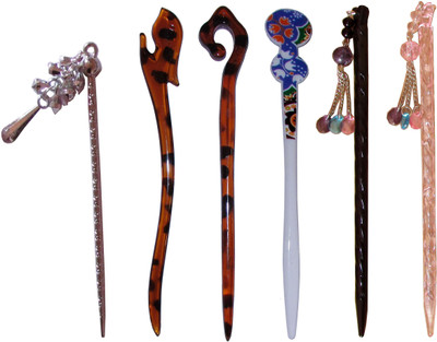 

JUULO Combo of Multi Color Juda Sticks Bun Stick(Multicolor)