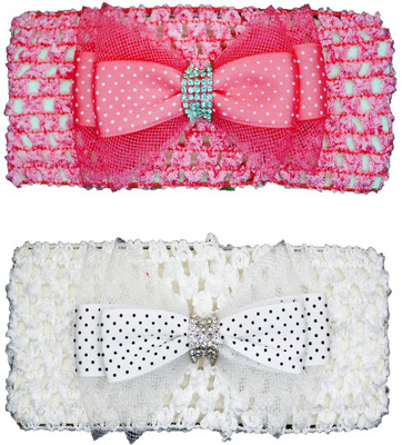 

Netboys Crochet Cutwork Flower Baby Headband ( Peach, White ) 2 Pcs Set Head Band(Multicolor)