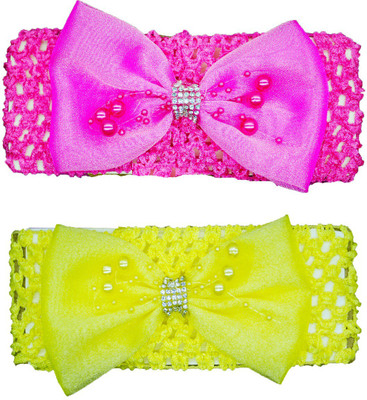 

Netboys Crochet Cutwork Flower Baby Headband ( Yellow, Pink ) 2 Pcs Set Head Band(Multicolor)