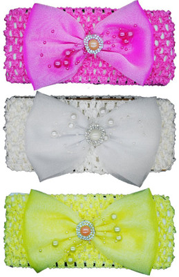 

Netboys Crochet Cutwork Flower Baby Headband ( Red, White, Yellow ) 3 Pcs Set Head Band(Multicolor)
