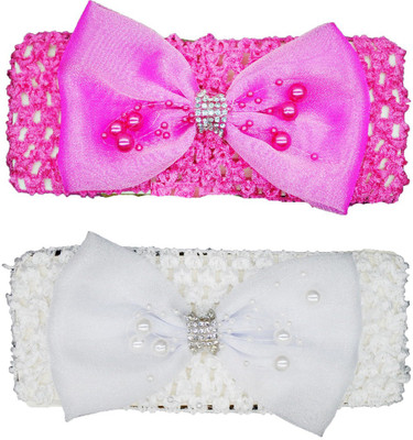 

Netboys Crochet Cutwork Flower Baby Headband ( White, Pink ) 2 Pcs Set Head Band(Multicolor)