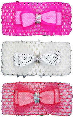 

Netboys Crochet Cutwork Flower Baby Headband ( Pink, White, Peach ) 3 Pcs Set Head Band(Multicolor)