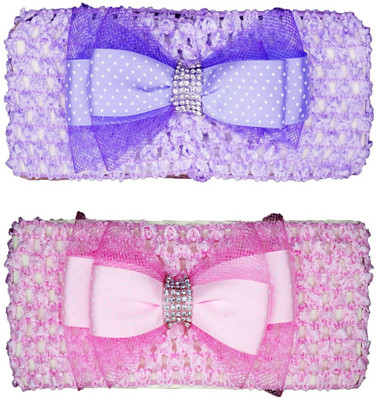 

Netboys Crochet Cutwork Flower Baby Headband ( Pink, Purple ) 2 Pcs Set Head Band(Multicolor)