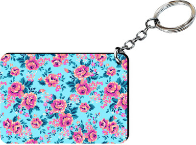HUGGY PANDAS Blue Floral Print Key Chain