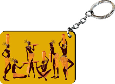 

HUGGY PANDAS Yellow Folk Print Key Chain