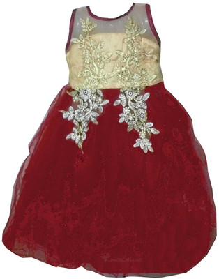 

All About Pink Girls Maxi/Full Length Party Dress(Red, Sleeveless, Maroon