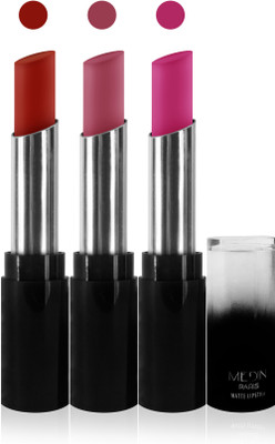 

Medin paris matte long lasting moisturizing lipstick cosmetics makeup collection set of 3 color(pink pink brown hot red)