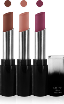 

Medin paris matte long lasting moisturizing lipstick cosmetics makeup collection set of 3 color(purple pink skin brown l brown)