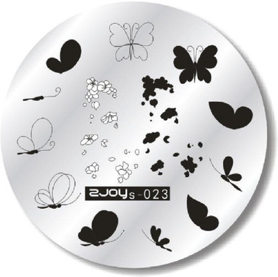 

Imported ZJOY Round Nail Art Stamping Image Plate Flower Butterfly Layered 023(Silver)
