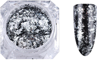 

Born Pretty Silver Metallic Flakes Flakies Mirror Powder Nail Art Chrome Pigment Glitters(Silver)