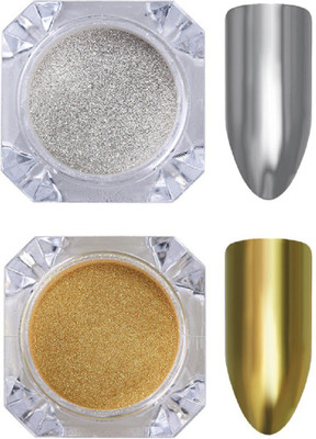 

Born Pretty 1g Silver Gold Metallic Mirror Powder Nail Art Chrome Pigment Glitters(Silver | Gold)