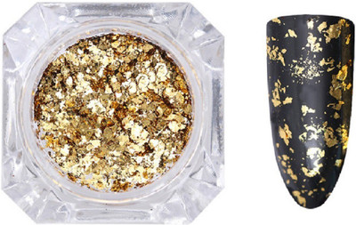 

Born Pretty Gold Metallic Flakes Flakies Mirror Powder Nail Art Chrome Pigment Glitters(Gold)