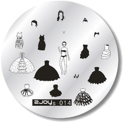 

Imported ZJOY Round Nail Art Stamping Image Plate Costume Dress Girl Layered 013(Silver)