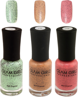

Glam Girlz Crumble Nail Polish-Combo(76-78-79) green, orange, pink(Pack of 3)