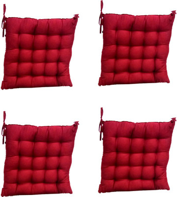 AVI Microfibre Solid Chair Pad Pack of 4(Maroon)