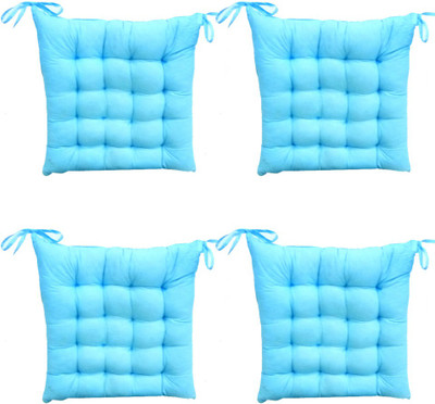 AVI Microfibre Solid Chair Pad Pack of 4(Sky Blue)