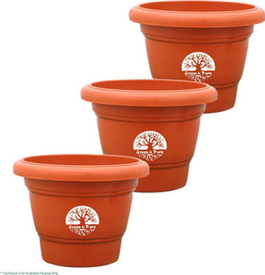 

Airex Round Flower Planter | Planter Pot Pack of 3 Plastic Pots Plant Container Plant Container Set(Pack of 3, Plastic)