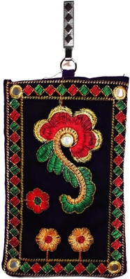 

Unique Fashion Ethnic Purple Velvet Embroidered Mirror Design Mobile Pouch with Waist Clip for Girls / Women’s Mobile Pouch(Purple)