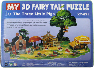 

Tootpado 3D Foam Puzzle Three Little Pigs - 8 Sheets 103 Pieces (1TNG199) - Fairy Tale Puzzle DIY Games(103 Pieces)