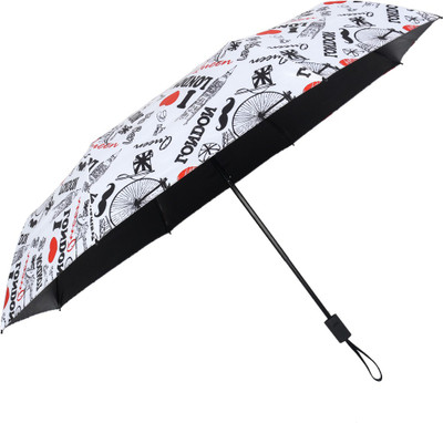 

HOSHI THREE FOLD UV COATED MANUAL OPEN I LOVE LONDON ALL OVER Umbrella(White)