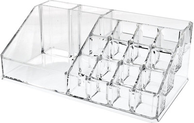 

Catchin24 16 Compartment Cosmetic Makeup Jewelry Lipstick Storage Organizer Box Lipstick Cosmetic Storage Box Vanity Box(Transparent)
