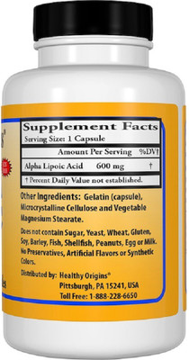 

HEALTHY ORIGINS Healthy Origins, Alpha Lipoic Acid, 600 mg(60 No)